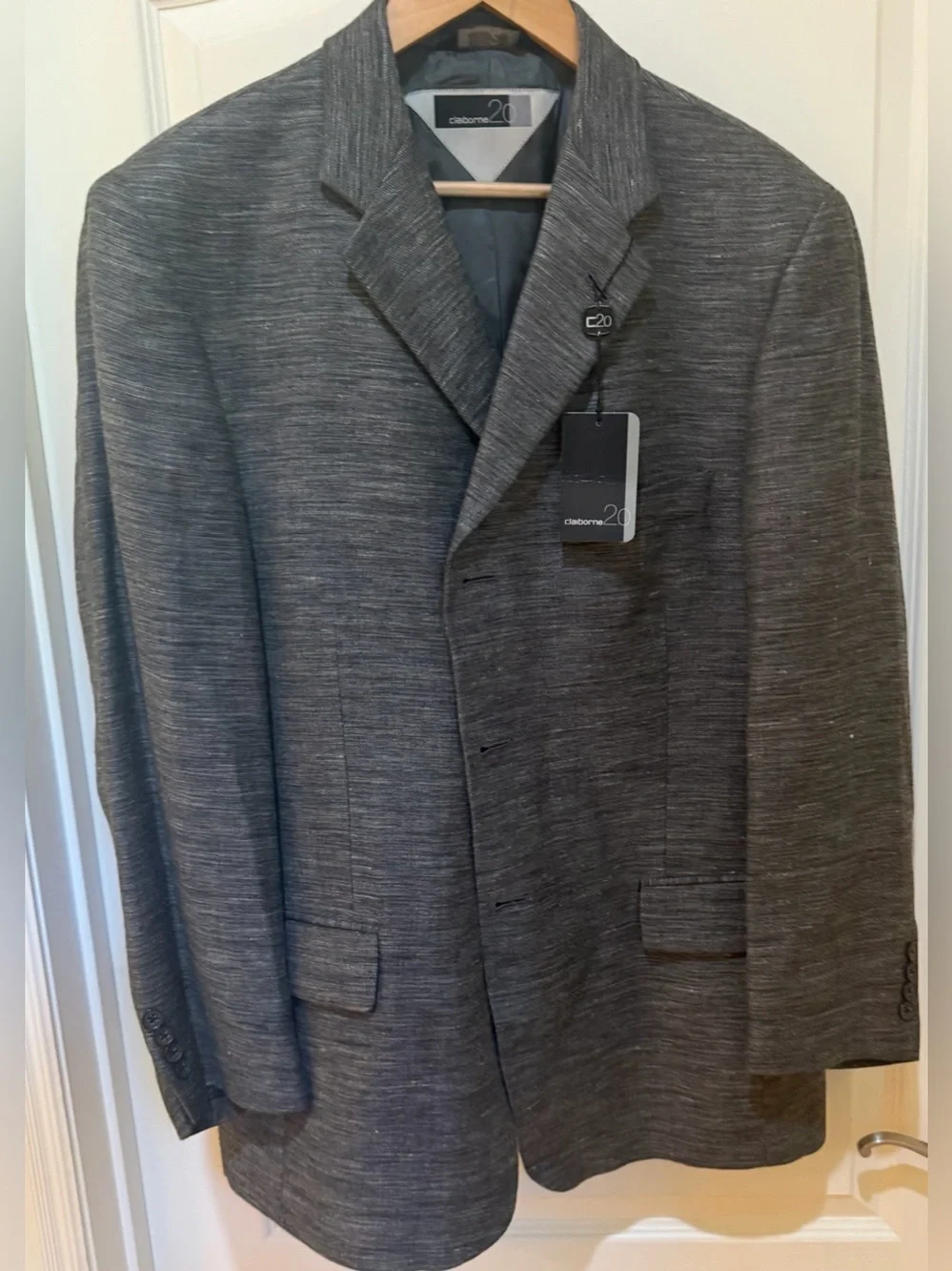 NWT Claiborne 20 linen blend Tailored dark Gray Blazer - Modern Casual size 43R